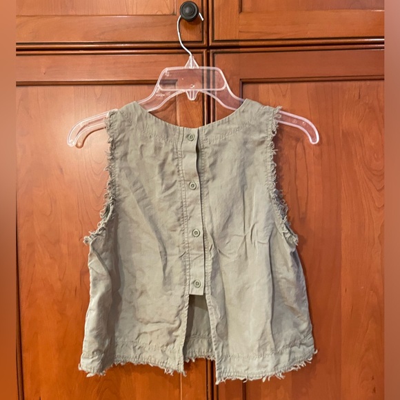 NWOT Cloth and Stone Olive Frayed Tank with Back Detail | Anthropologie Top XS - Picture 2 of 8